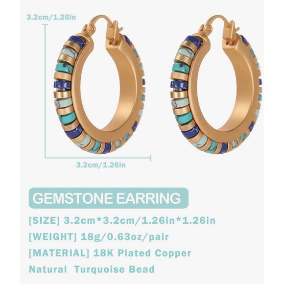 NWOT Multi-stone Hoop Earrings - Picture 6 of 6